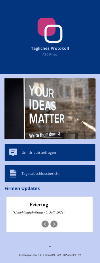 Tägliches Protokoll App Template