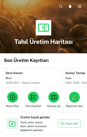 Tahıl Üretim Haritası Uygulama Șablonu