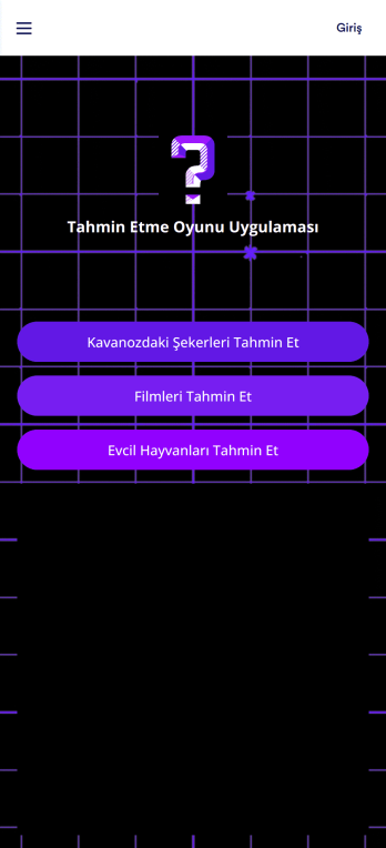 Tahmin Etme Oyunu Uygulama Șablonu