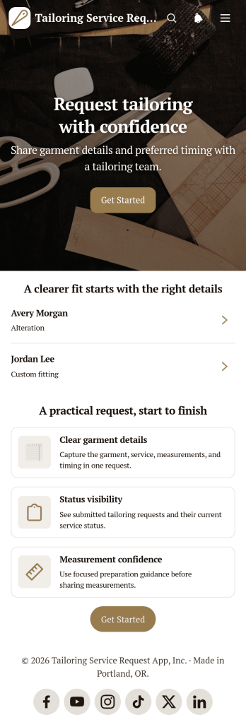 Tailoring Service Request App Template