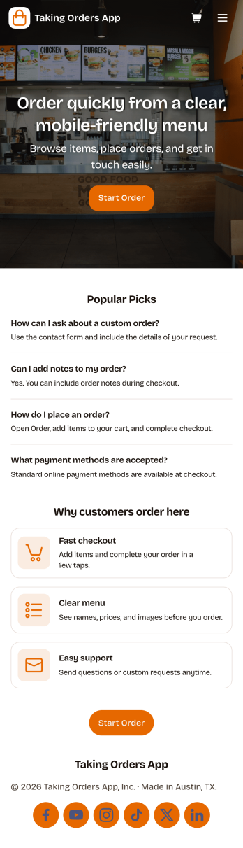Taking Orders App Template