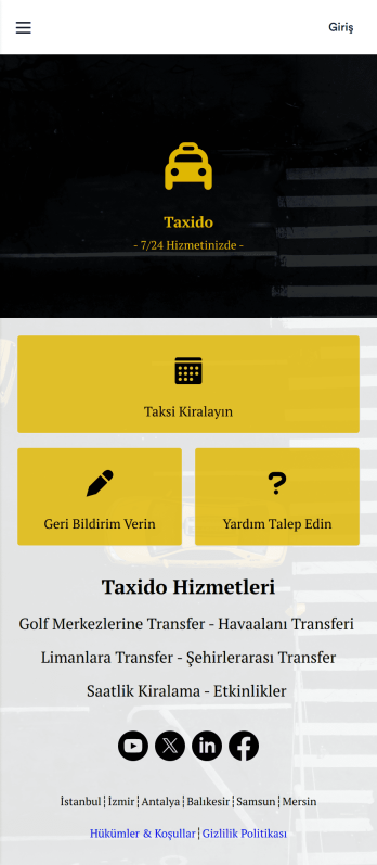 Taksi Kiralama Uygulama Șablonu