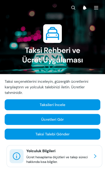 Taksi Rehberi ve Ücret Uygulama Șablonu
