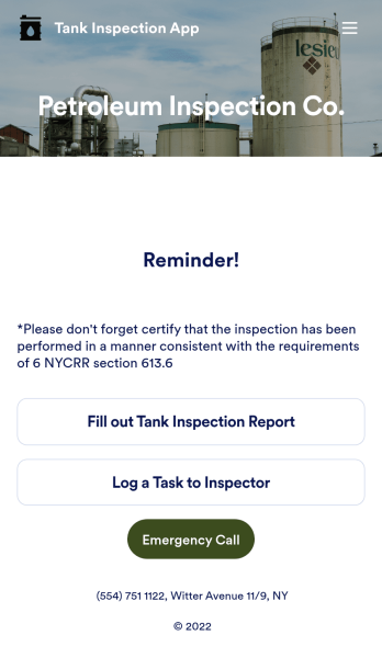 Tank Inspection App Template