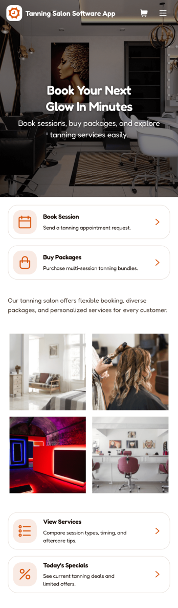 Tanning Salon Software App Template