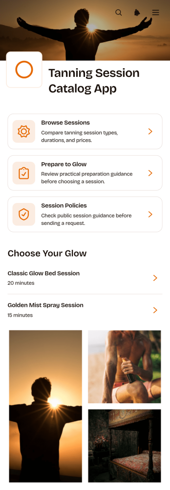 Tanning Session Catalog App Template