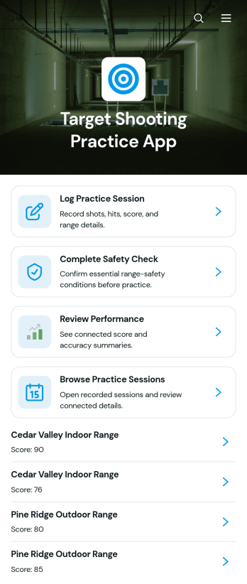 Target Shooting Practice App Template