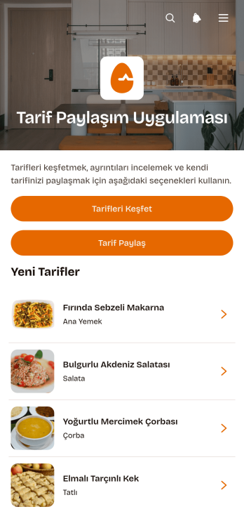 Tarif Paylaşım Uygulama Șablonu
