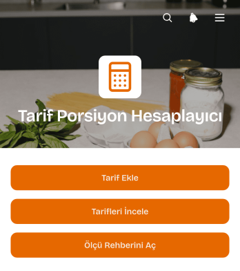Tarif Porsiyon Hesaplama Uygulama Șablonu