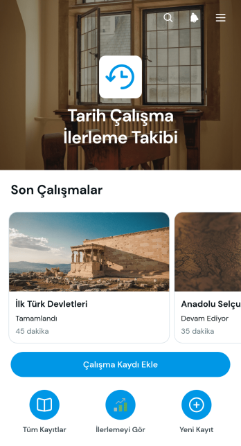 Tarih Çalışma İlerlemesi Takip Uygulama Șablonu