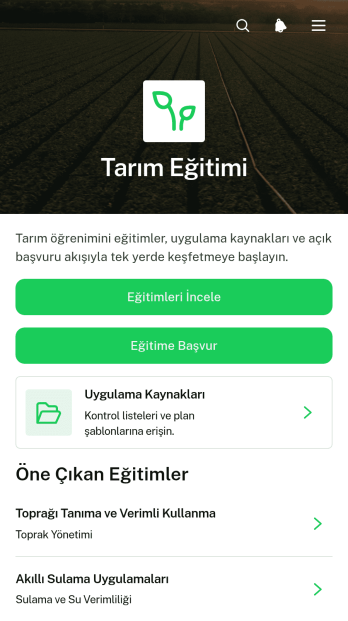 Tarımsal Eğitim Uygulama Șablonu