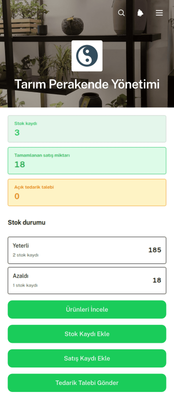 Tarımsal Perakende Yönetimi Uygulama Șablonu
