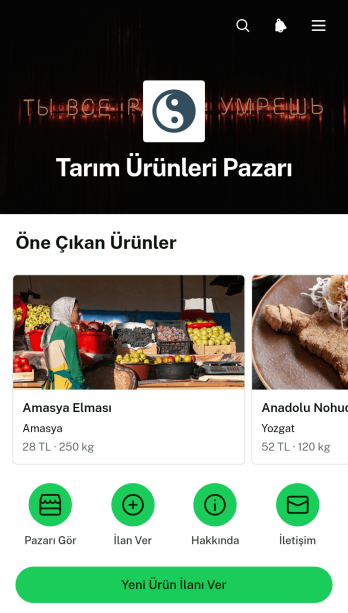 Tarımsal Ürün Pazaryeri Uygulama Șablonu