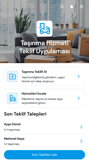 Taşınma Hizmeti Teklif Uygulama Șablonu