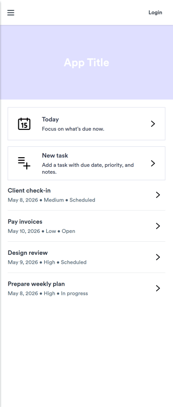 Tasks and Calendar App Template