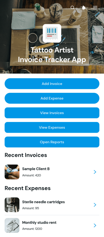 Tattoo Artist Invoice Tracker App Template