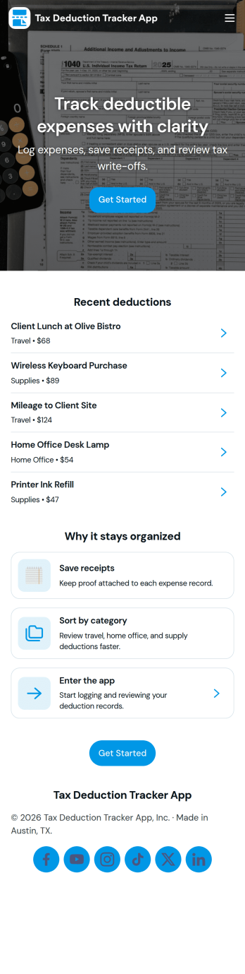 Tax Deduction Tracker App Template