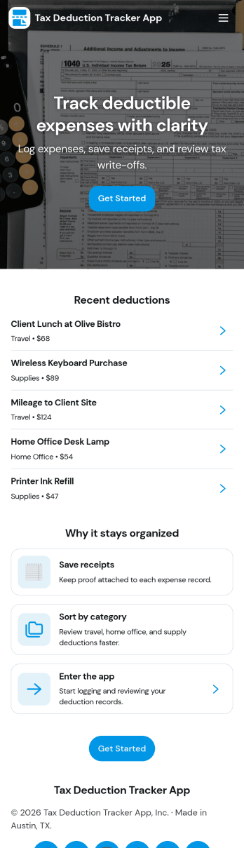 Tax Deduction Tracker App Template