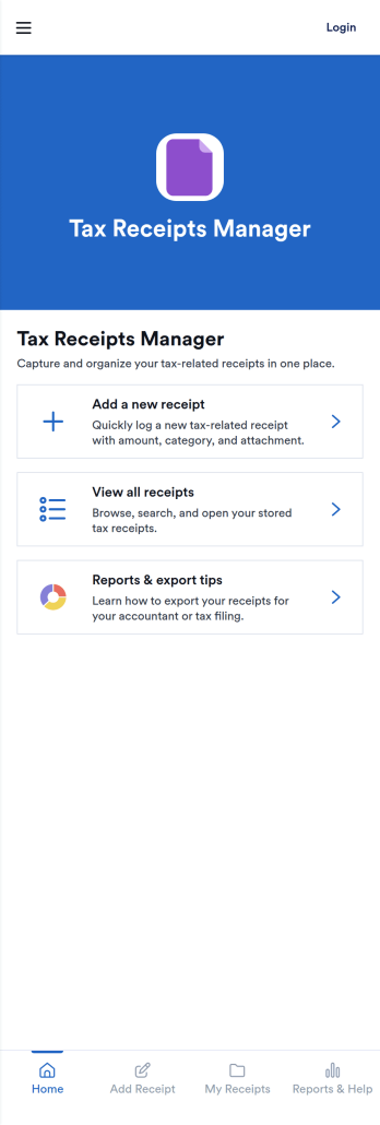 Tax Receipts Manager App Template