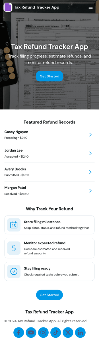 Tax Refund Tracker App Template