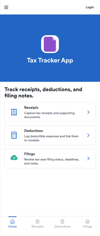Tax Tracker App Template