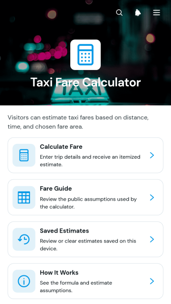 Taxi Fare Calculator App Template