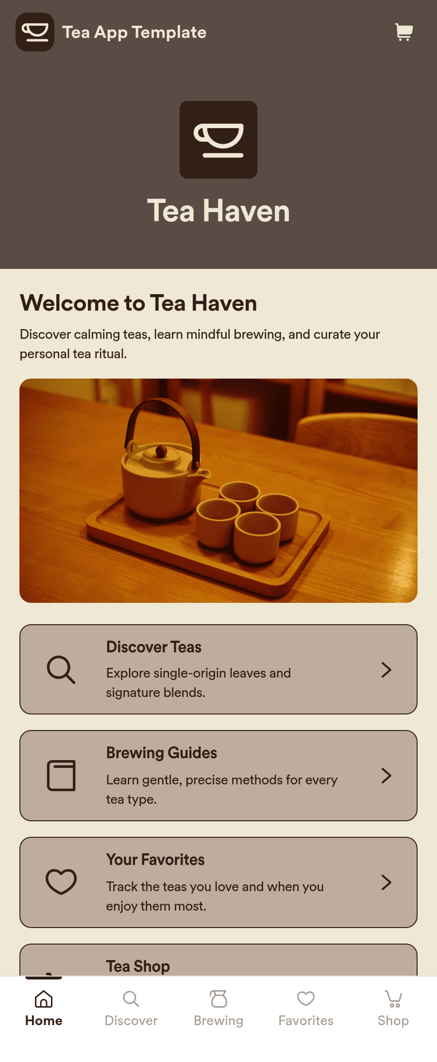 Tea App Template | Jotform