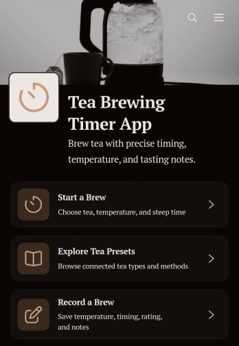 Tea Brewing Timer App Template