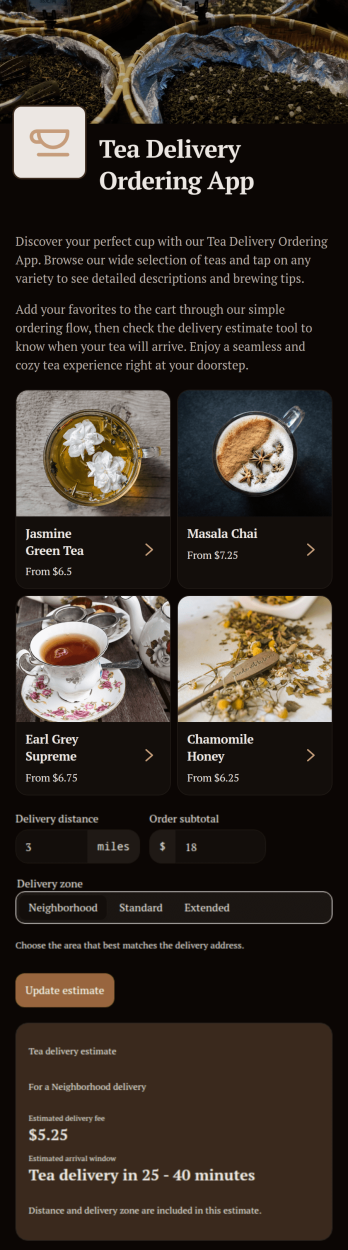 Tea Delivery Ordering App Template