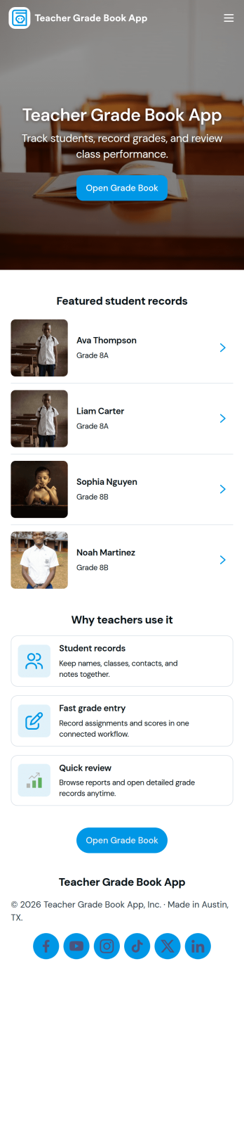 Teacher Grade Book App Template
