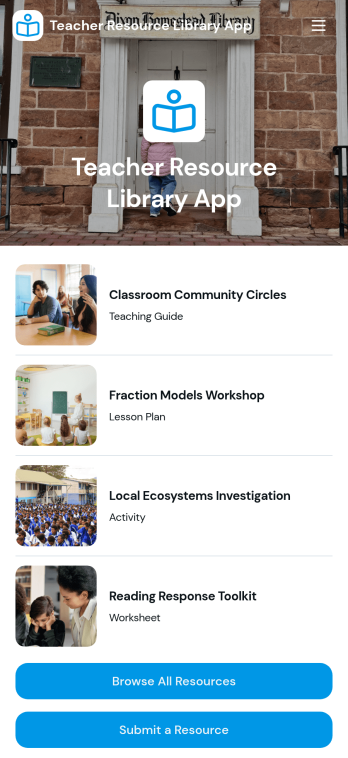 Teacher Resource Library App Template