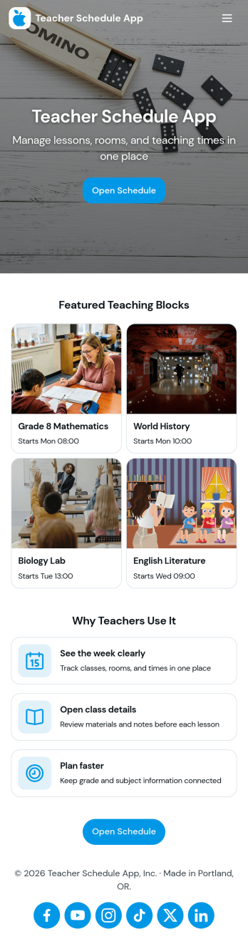 Teacher Schedule App Template