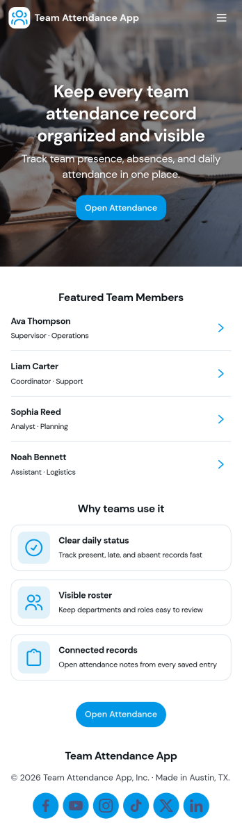 Team Attendance App Template
