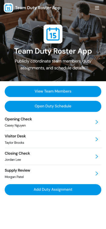 Team Duty Roster App Template