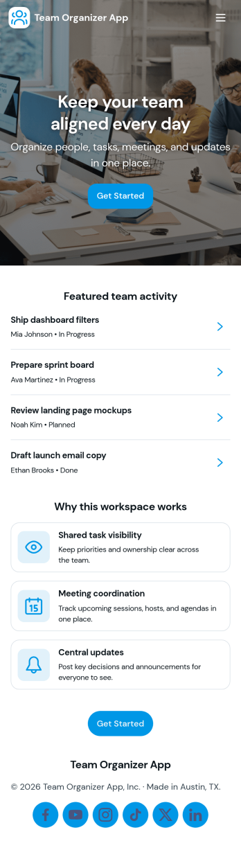 Team Organizer App Template