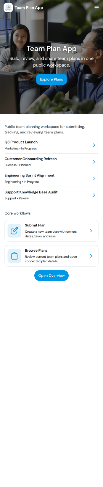 Team Plan App Template