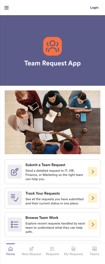 Team Request App Template