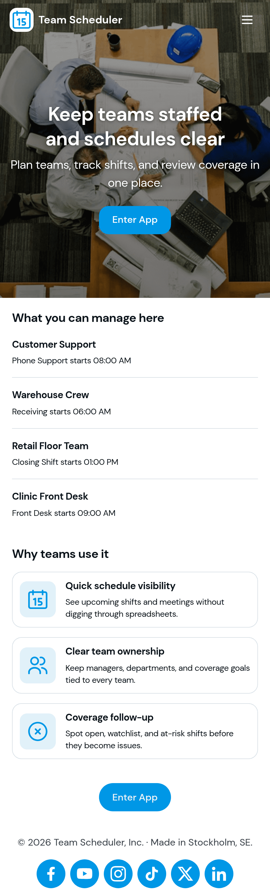 Team Scheduler App Template | Jotform