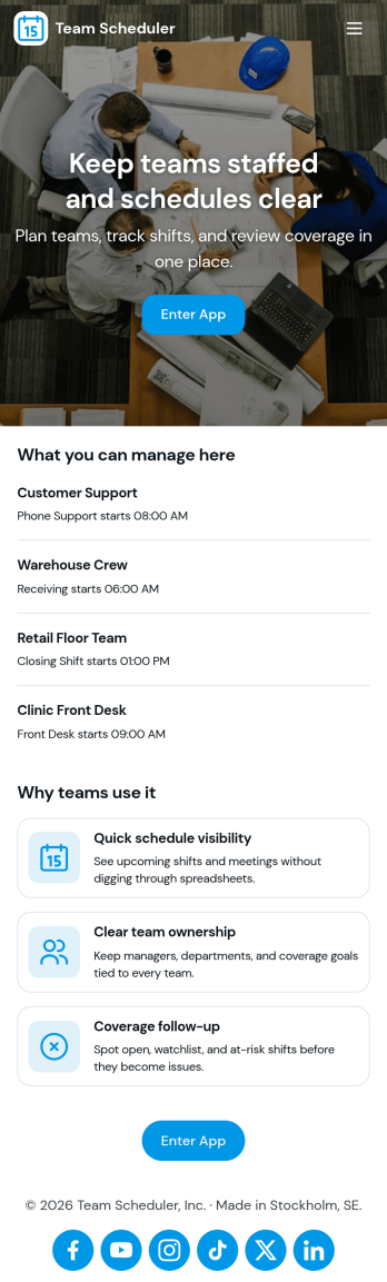 Team Scheduler App Template
