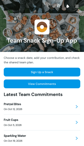 Team Snack Sign-Up App Template