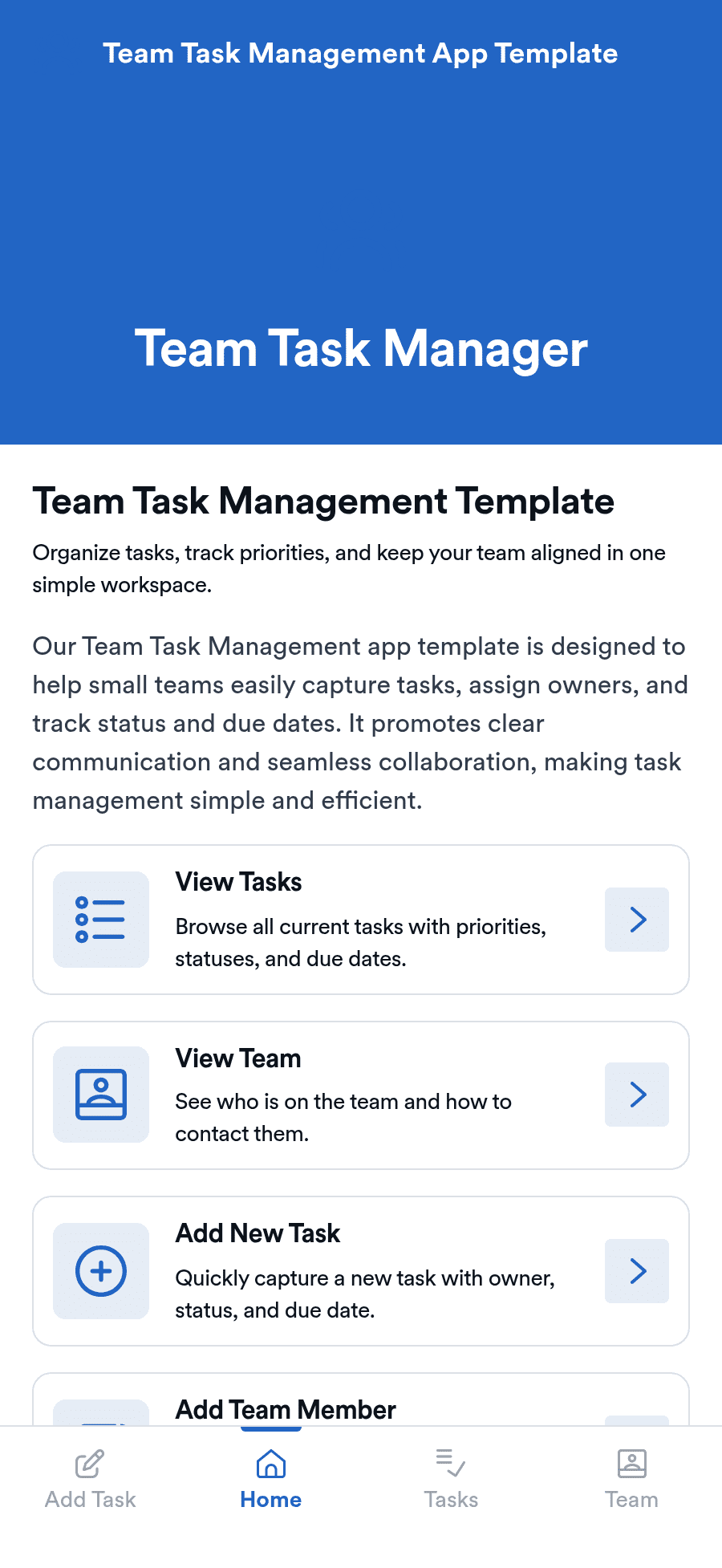 Task Distribution App Team Task Management App Template | Jotform