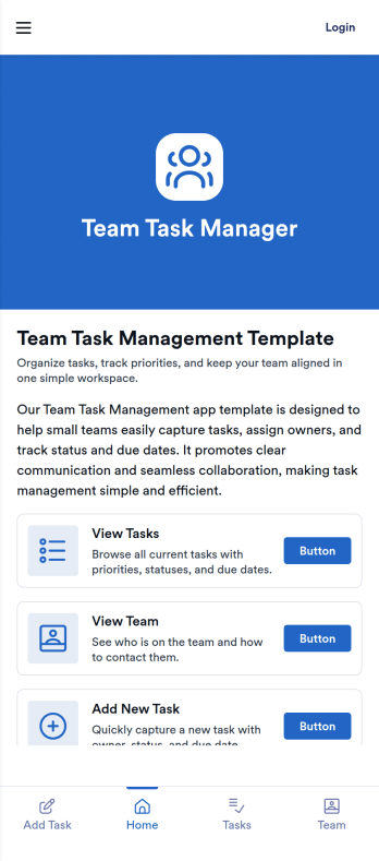 Team Task Management App Template