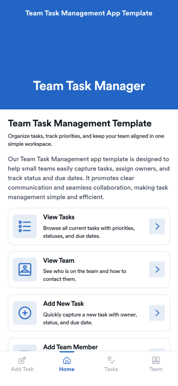 Team Task Management App Template