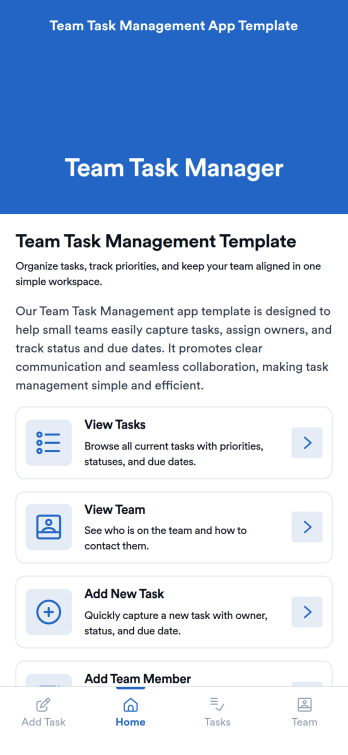 Team Task Management App Template