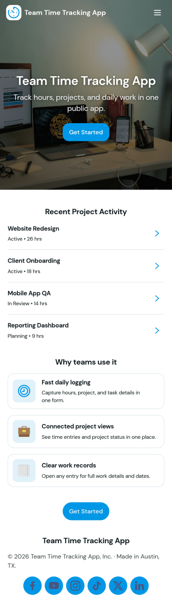 Team Time Tracking App Template