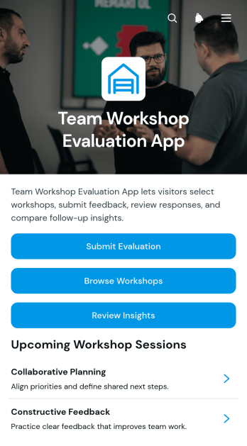 Team Workshop Evaluation App Template