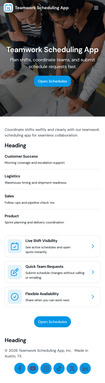 Teamwork Scheduling App Template