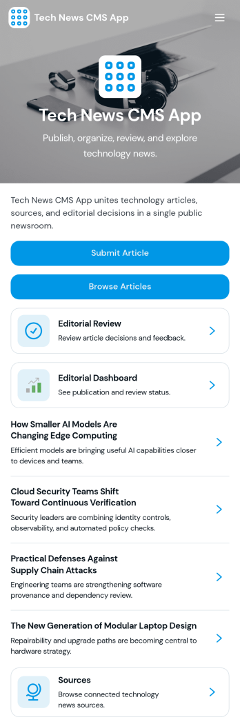 Tech News CMS App Template
