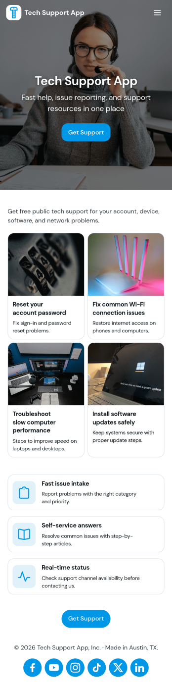 Tech Support App Template
