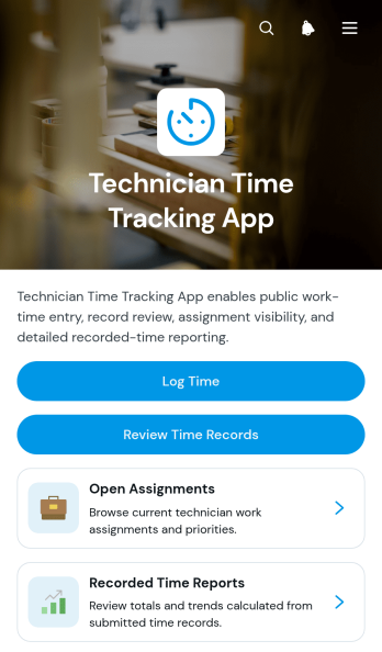 Technician Time Tracking App Template